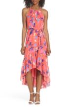 Women's Vince Camuto Floral High/low Chiffon Halter Dress - Pink