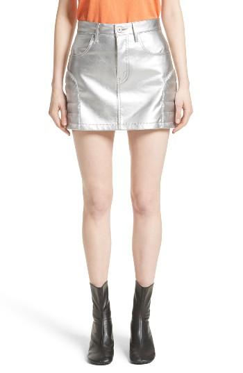 Women's Junya Watanabe Metallic Faux Leather Miniskirt