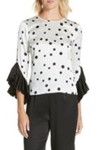 Women's Amur Fern Ruffle Sleeve Silk Blouse, Size - White