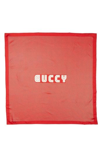 Women's Gucci Guccy Star Foulard Silk Twill Scarf, Size - Red