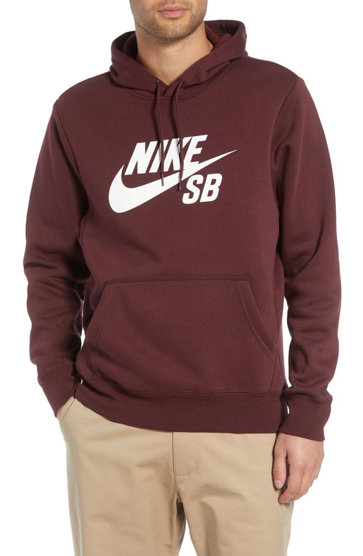 Men's Nike Sb Icon Essential Hoodie, Size - Burgundy