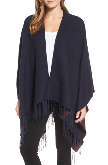 Women's Halogen Reversible Ruana, Size - Blue