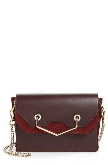Topshop Premium Leather & Suede Soko Shoulder Bag - Burgundy