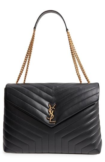 Saint Laurent Large Lou Matelasse Calfskin Leather Shoulder Bag - Black