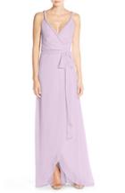 Women's Ceremony By Joanna August 'parker' Twist Strap Chiffon Wrap Gown, Size - Purple