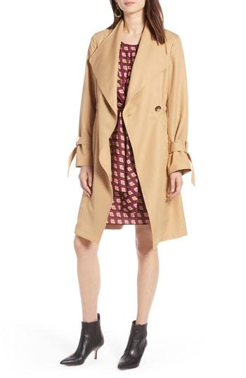 Women's Halogen Tie Sleeve Trench Coat - Beige