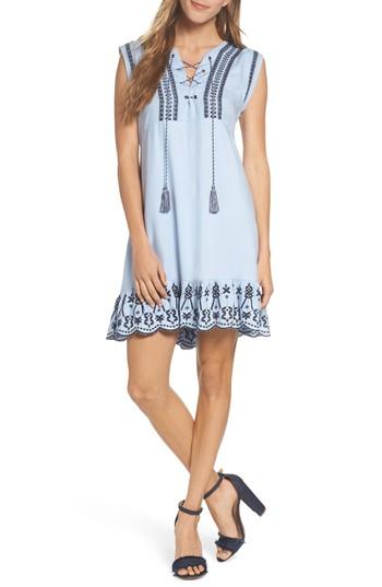 Women's Bb Dakota Embroidered Lace-up Dress - Blue