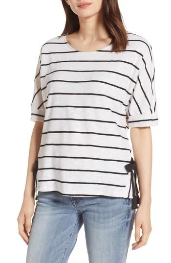 Women's Everleigh Side Tie Stripe Tee - White