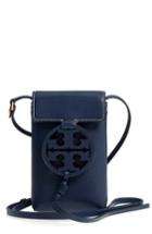 Women's Tory Burch Miller Leather Phone Crossbody Bag - Blue