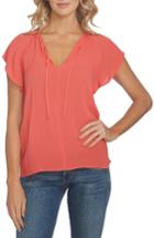 Women's 1.state Split Neck Blouse, Size - Coral