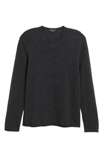 Men's James Perse Classic Cashmere V-neck Sweater (l) - Purple