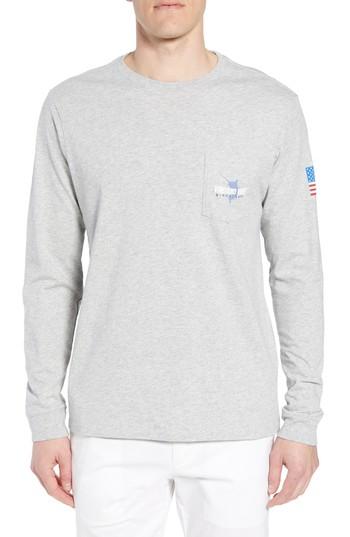 Men's Vineyard Vines Marlin 98 Long Sleeve Pocket T-shirt - Grey