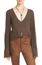 Women's Free People 'starman' Rib Knit Pullover, Size - Brown