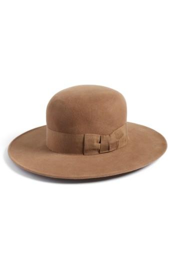 Women's Eric Javits Velour Padre Fur Felt Wide Brim Hat - Beige