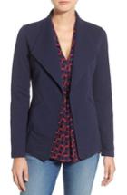 Women's Caslon Cotton Knit Open Front Blazer, Size - Blue