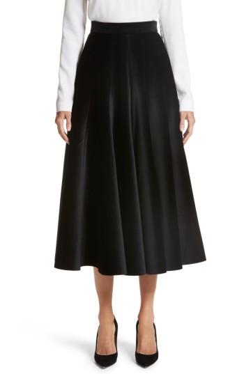 Women's Sara Battaglia Velvet A-line Midi Skirt Us / 40 It - Black