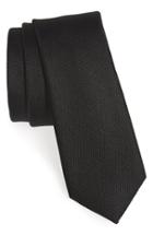 Men's Calibrate Solid Silk Tie, Size - Black