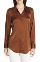 Women's Eileen Fisher Stretch Silk Shirt - Brown