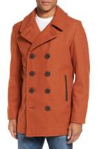 Men's Schott Nyc Slim Fit Wool Blend Peacoat - Brown