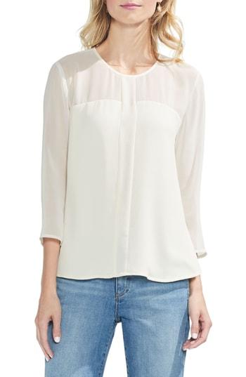 Women's Vince Camuto Chiffon Yoke Top, Size - White