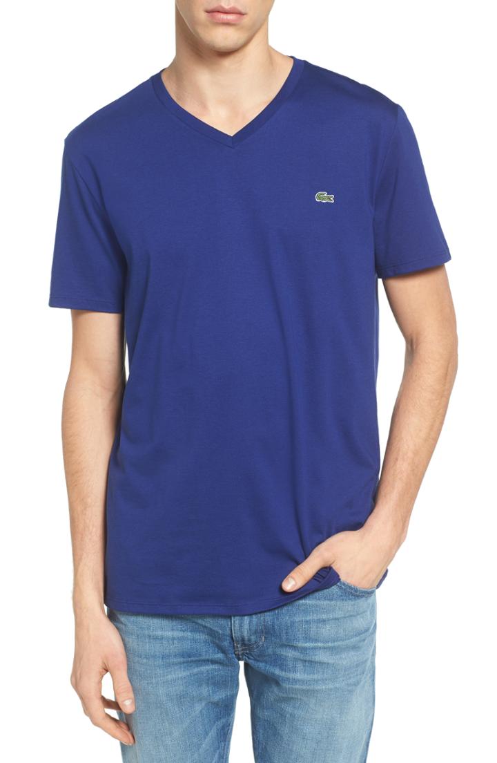 Men's Lacoste V-neck T-shirt (4xl) - Blue