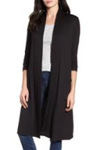 Women's Bobeau Elegant Fleece Cardigan, Size - Black