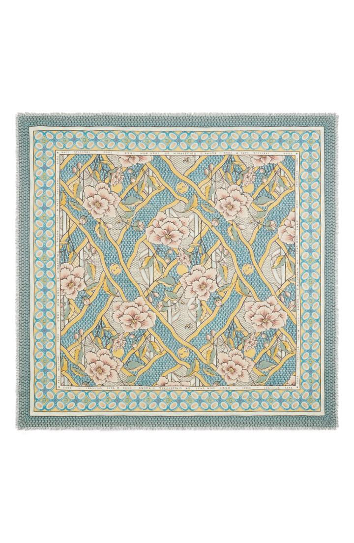 Women's Gucci Loraine Floral Wool & Silk Scarf, Size - Metallic