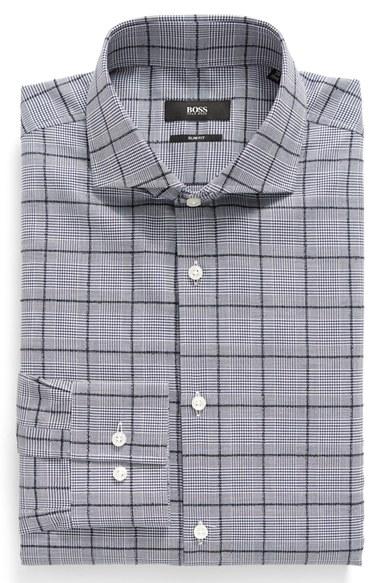 Men's Boss Slim Fit Plaid Dress Shirt