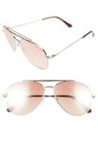 Women's Tom Ford Indiana 58mm Aviator Sunglasses - Silver/ Red/ Rose Gold