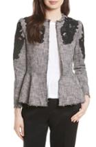 Women's Rebecca Taylor Lace Inset Tweed Jacket - Black
