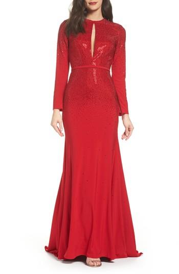 Women's Mac Duggal Keyhole Mermaid Gown - Red