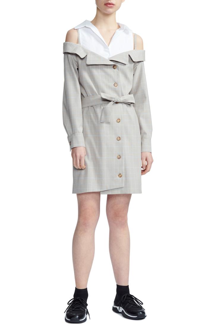 Women's Maje Redwan Glen Plaid Convertible Dress - Beige