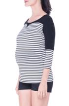 Women's Olian Stripe Maternity Tee - Black