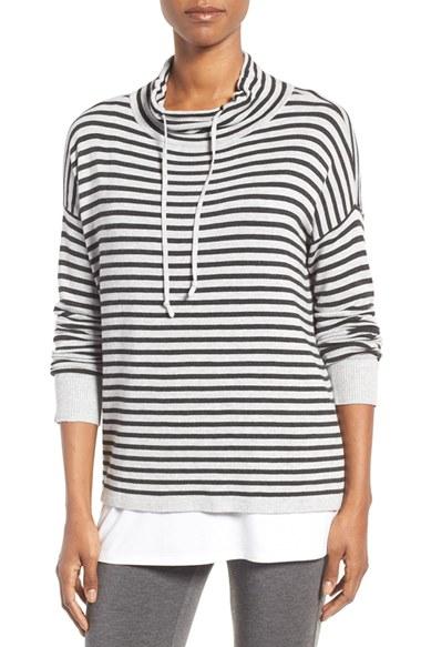 Women's Eileen Fisher Stripe Stretch Knit Hoodie