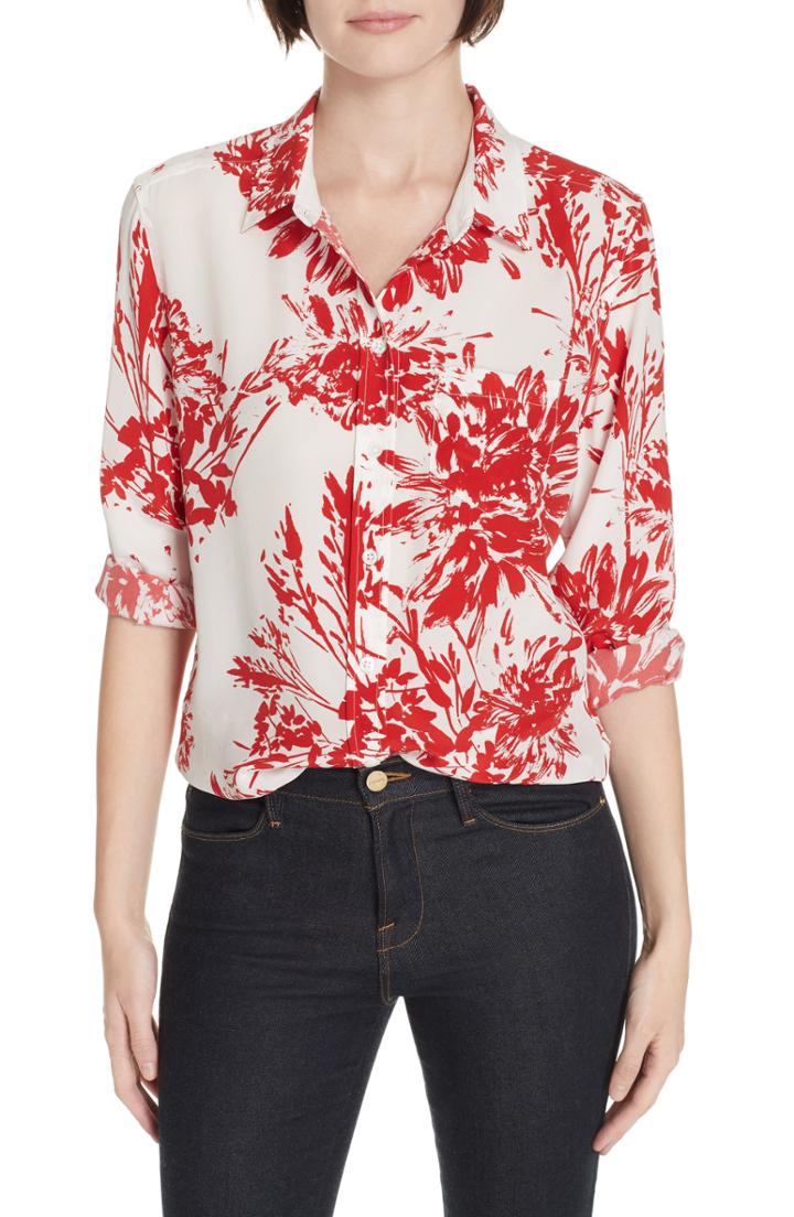 Women's Equipment Brett Silk Blend Shirt, Size - Red
