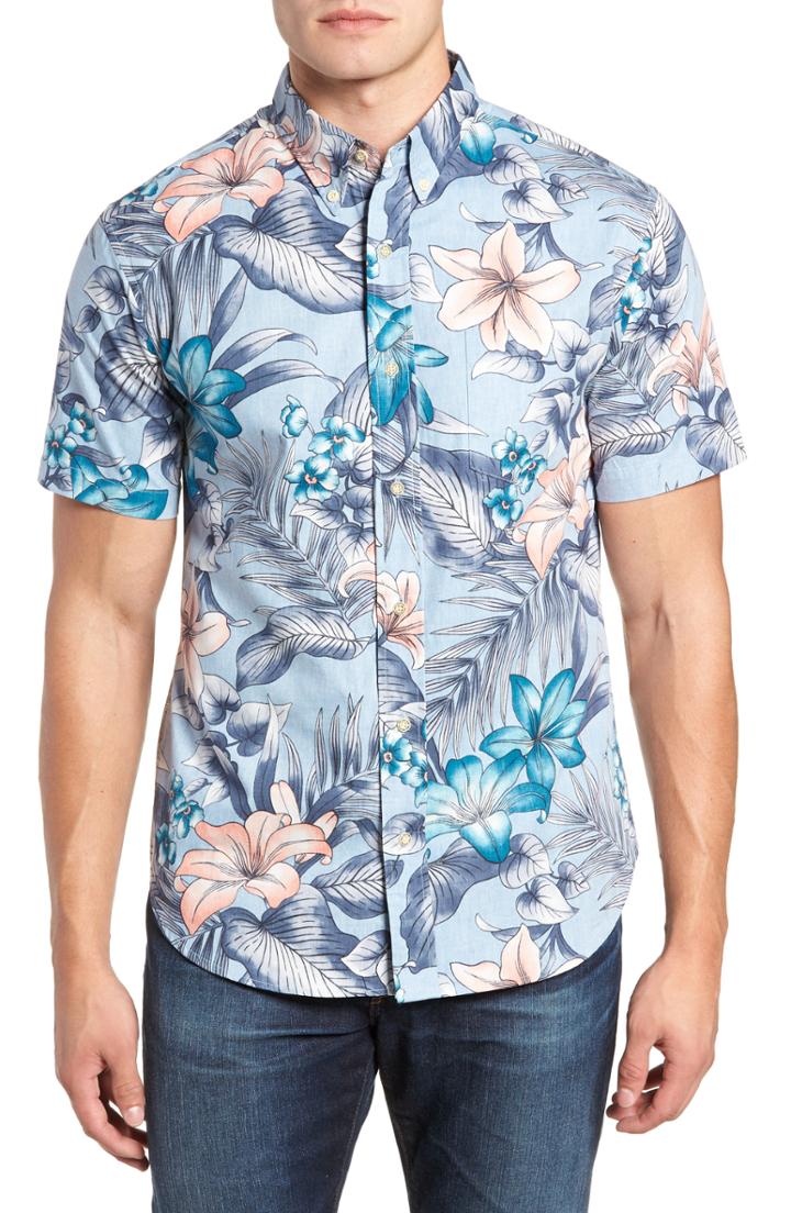 Men's Reyn Spooner Uluhehi Fit Sport Shirt, Size Small - Blue