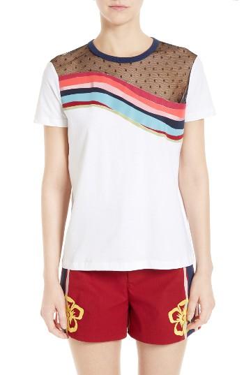 Women's Red Valentino Rainbow Wave Jersey Tee