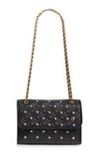 Tory Burch Small Fleming Stud Quilted Leather Shoulder Bag - Black