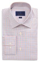 Men's David Donahue Regular Fit Check Dress Shirt .5 34/35 - Orange