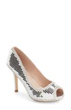 Women's Lauren Lorraine Pauline Peep Toe Pump M - Metallic