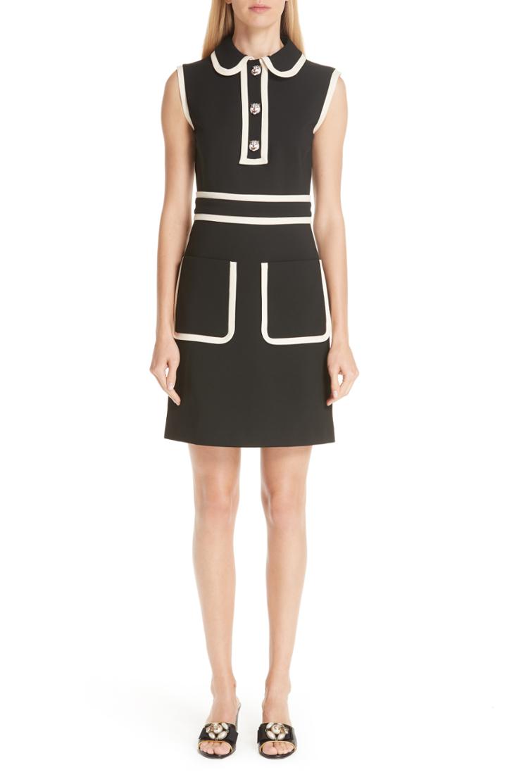 Women's Gucci Tiger Button Contrast Trim Dress