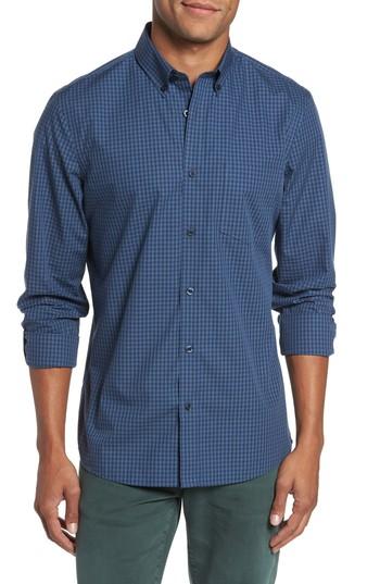 Men's Nordstrom Men's Shop Trim Fit Non-iron Gingham Sport Shirt - Blue