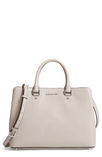 Michael Michael Kors Large Savannah Leather Satchel - Beige