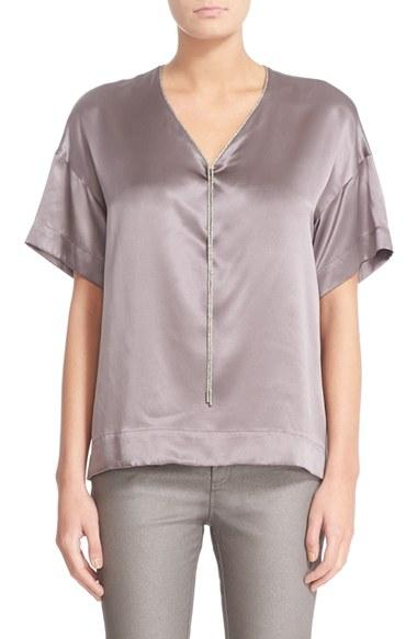 Women's Lafayette 148 New York Caprice Chain Neck Silk Blouse