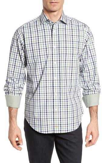 Men's Thomas Dean Plaid Sport Shirt, Size - Green
