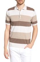 Men's Luciano Barbera Stripe Polo Shirt Eu - Brown