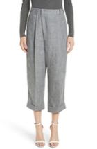 Women's Michael Kors Cross Front Linen Crop Trousers - Grey