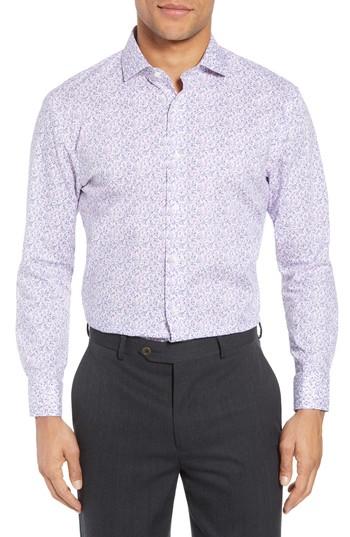 Men's Nordstrom Men's Shop Trim Fit Floral Dress Shirt 32/33 - Purple