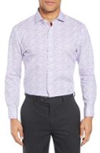 Men's Nordstrom Men's Shop Trim Fit Floral Dress Shirt 32/33 - Purple