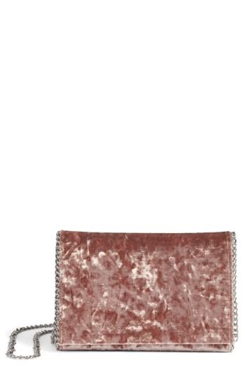 Chelsea28 Velvet & Chain Clutch - Brown